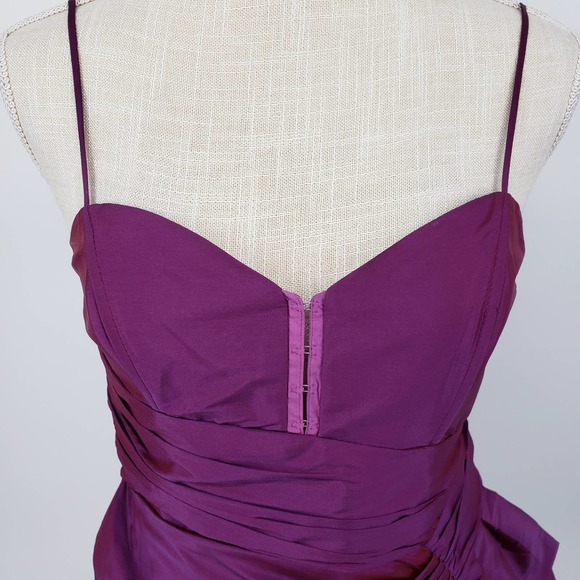 Y2K Alexia Admor Taffeta Mini Dress S Iridescent Fitted Sheath Bow Sash Purple - Picture 6 of 12